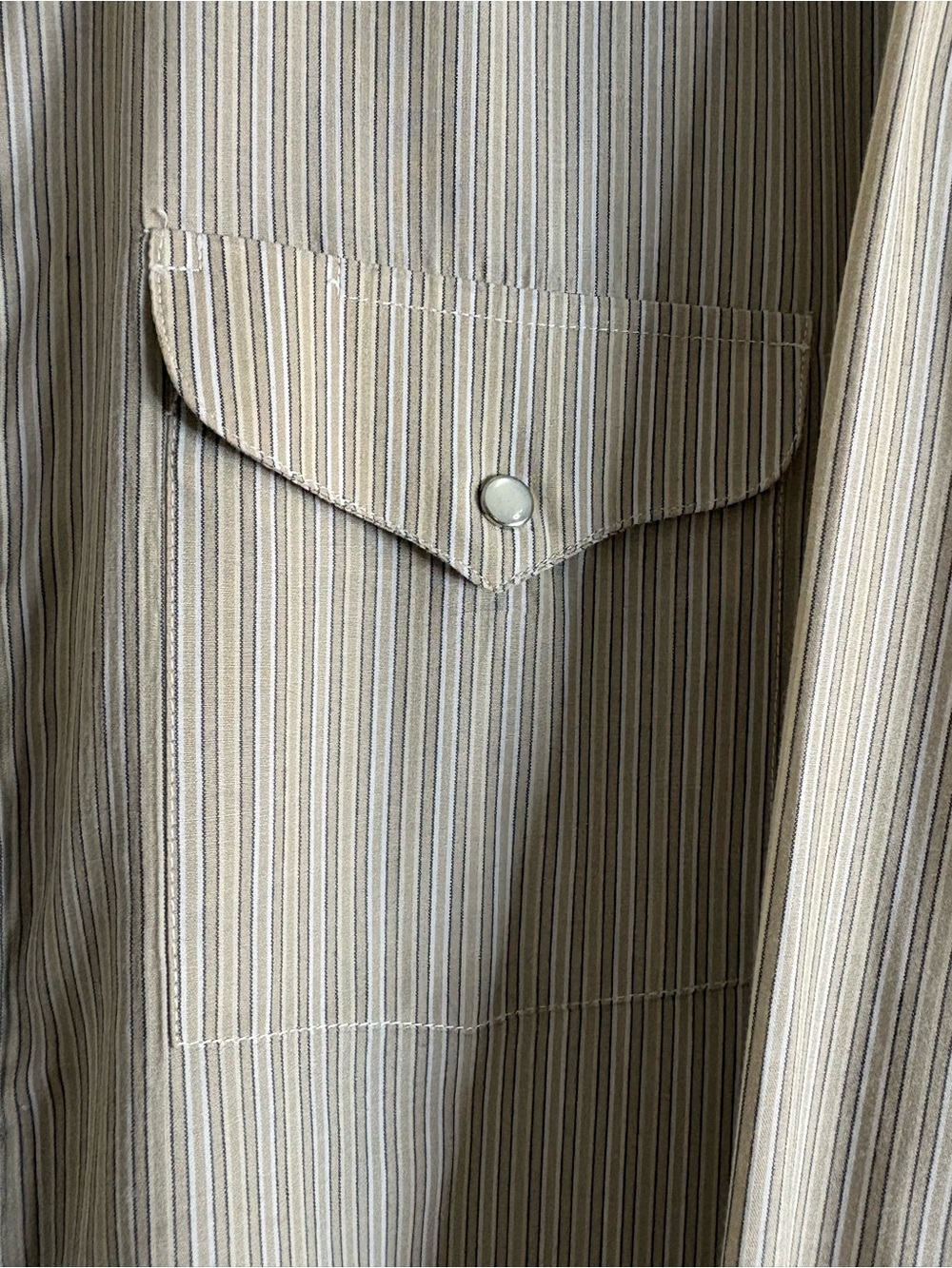 Panhandle Slim Beige Striped Western Button-Up Shirt - Picture 7 of 16